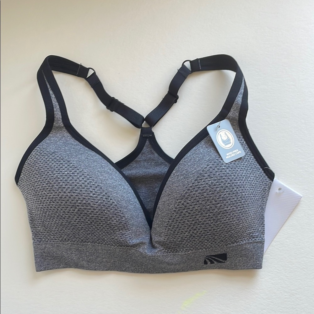 Marika Gray and Black Sports Bra with Racerback Design